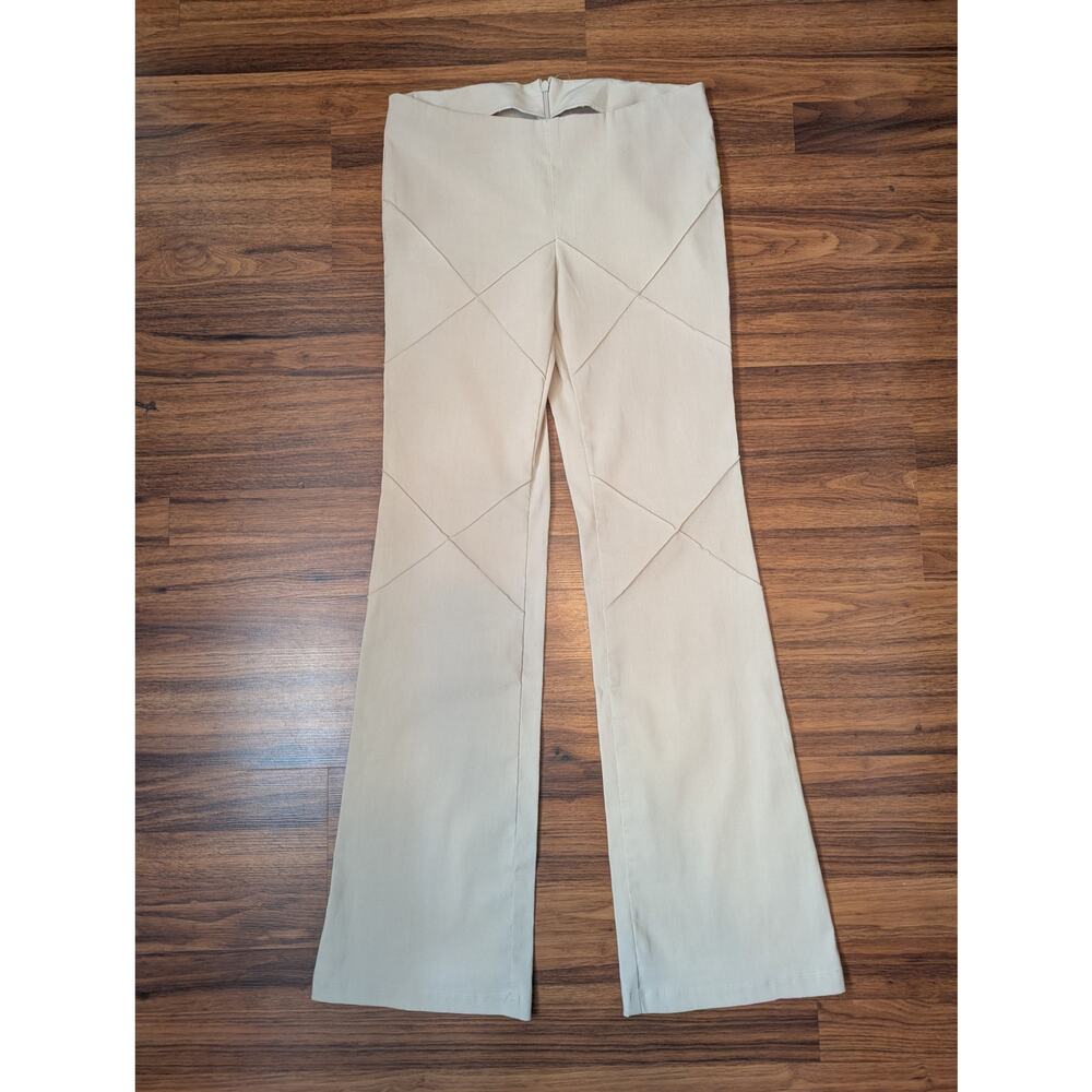 Wild Cat Low Rise Panel Seam Pants Size Medium Beige Vintage Y2K Minimalist 90s